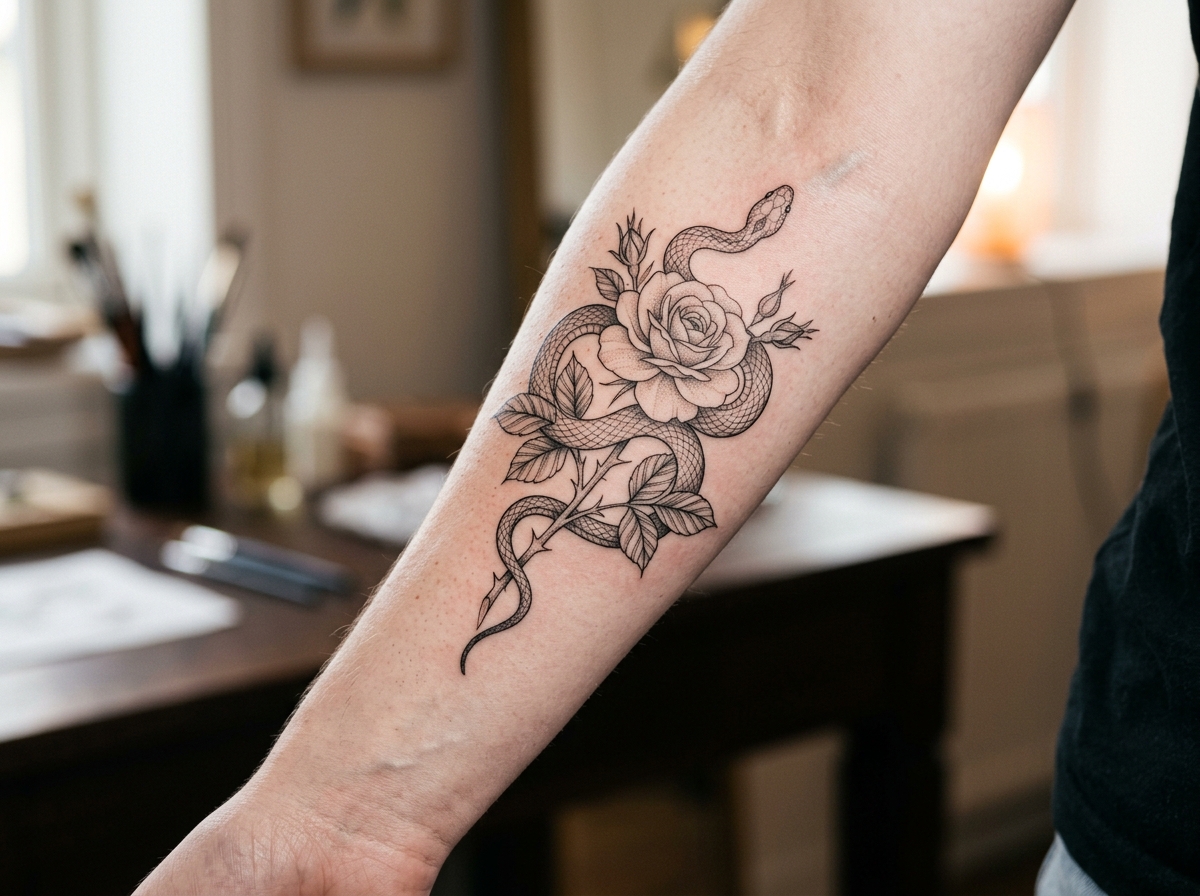 The Serpent & Garden Rose